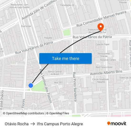 Otávio Rocha to Ifrs Campus Porto Alegre map