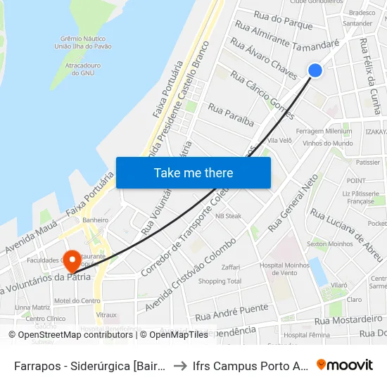 Farrapos - Siderúrgica [Bairro - C] to Ifrs Campus Porto Alegre map