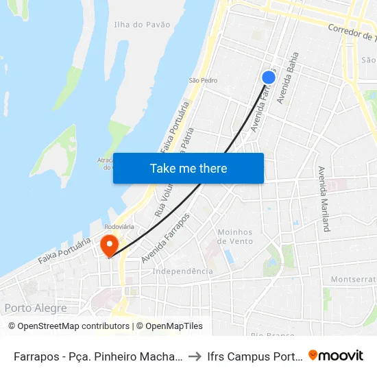 Farrapos - Pça. Pinheiro Machado [Bairro - C] to Ifrs Campus Porto Alegre map