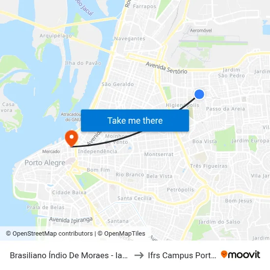 Brasiliano Índio De Moraes - Iapi [Bairro - Bc] to Ifrs Campus Porto Alegre map