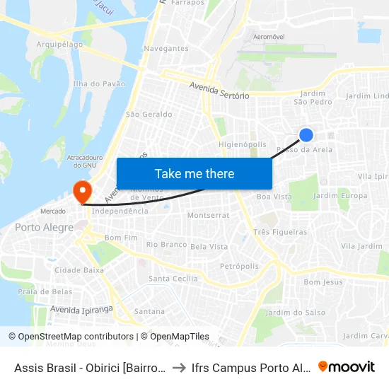 Assis Brasil - Obirici [Bairro - Bc] to Ifrs Campus Porto Alegre map