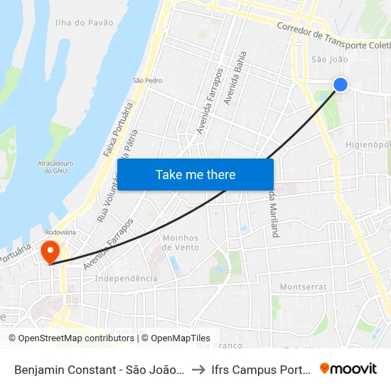 Benjamin Constant - São João [Bairro - Bc] to Ifrs Campus Porto Alegre map