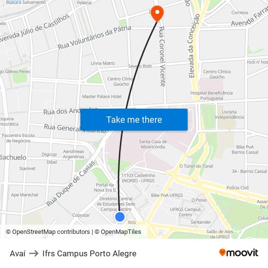 Avaí to Ifrs Campus Porto Alegre map