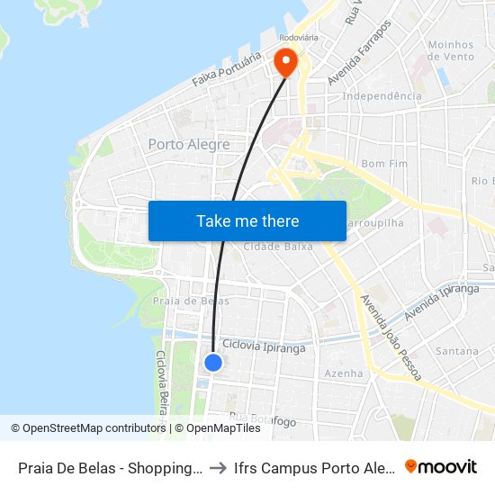 Praia De Belas - Shopping Bc to Ifrs Campus Porto Alegre map