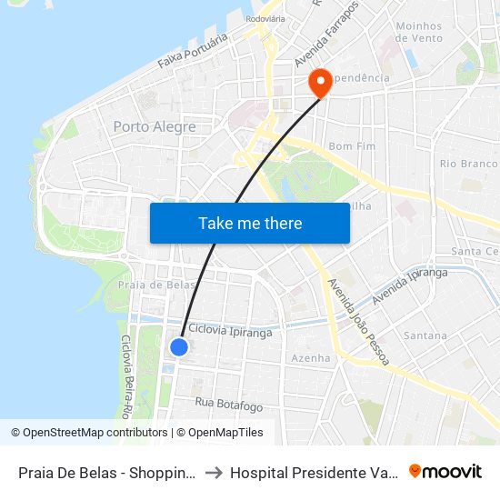 Praia De Belas - Shopping Bc to Hospital Presidente Vargas map