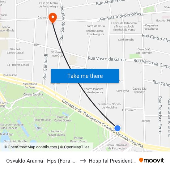 Osvaldo Aranha - Hps (Fora Do Corredor) to Hospital Presidente Vargas map