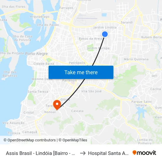 Assis Brasil - Lindóia [Bairro - Bc] to Hospital Santa Ana map