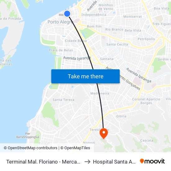 Terminal Mal. Floriano - Mercado to Hospital Santa Ana map