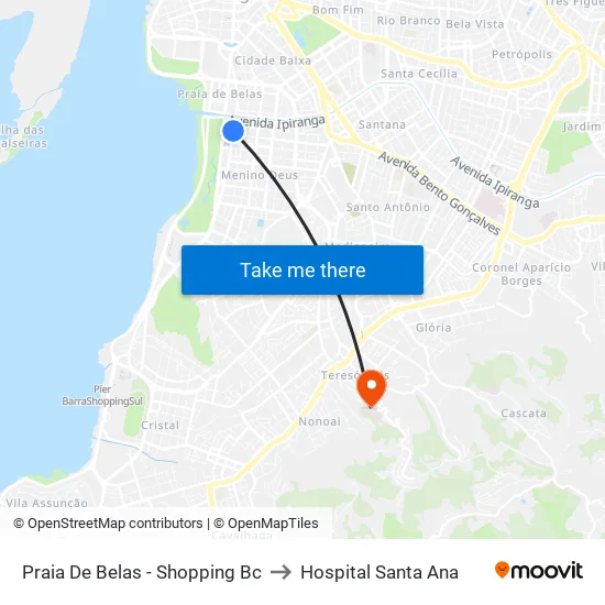 Praia De Belas - Shopping Bc to Hospital Santa Ana map