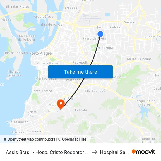 Assis Brasil - Hosp. Cristo Redentor (Fora Do Corredor) to Hospital Santa Ana map