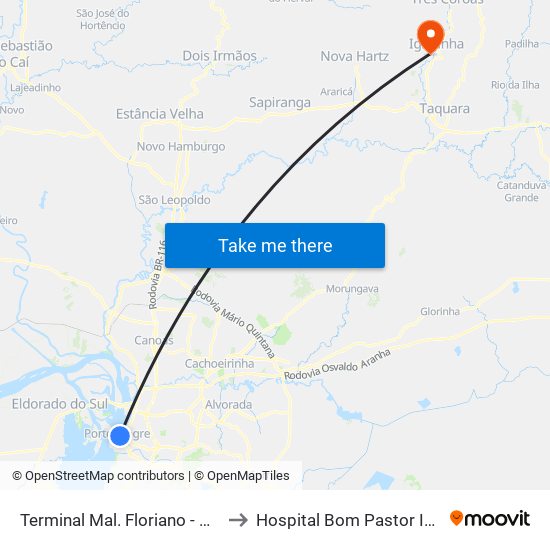 Terminal Mal. Floriano - Mercado to Hospital Bom Pastor Igrejinha map