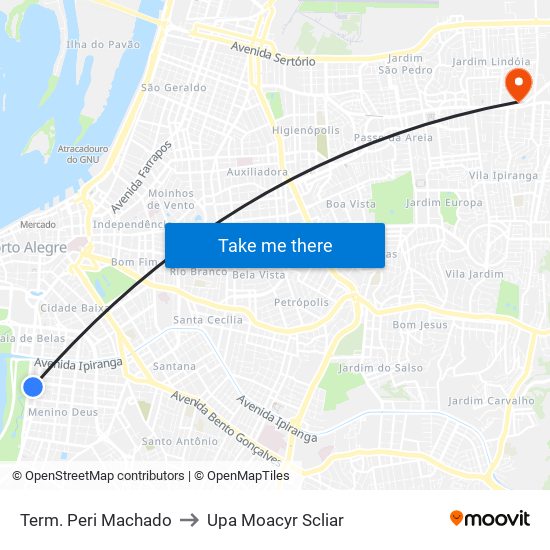 Term. Peri Machado to Upa Moacyr Scliar map