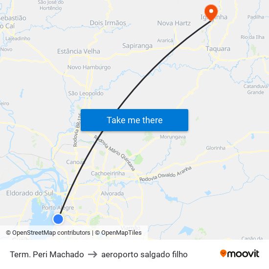 Term. Peri Machado to aeroporto salgado filho map