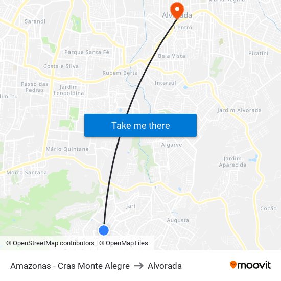 Amazonas - Cras Monte Alegre to Alvorada map