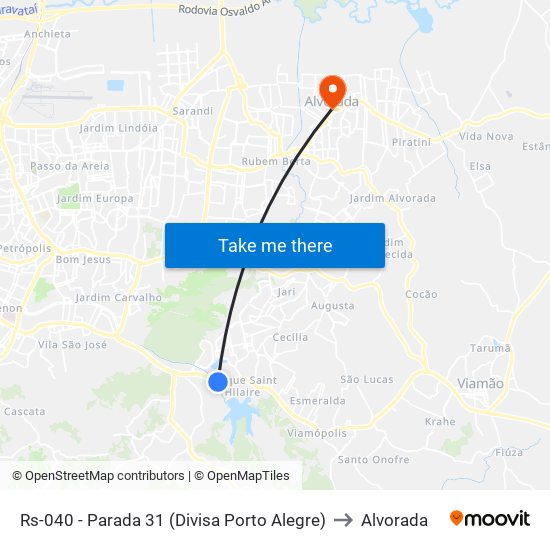 Rs-040 - Parada 31 (Divisa Porto Alegre) to Alvorada map