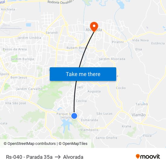 Rs-040 - Parada 35a to Alvorada map