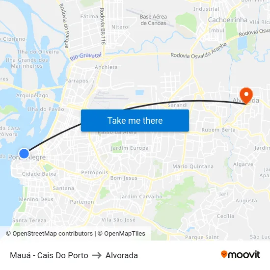 Mauá - Cais Do Porto to Alvorada map