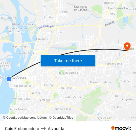 Cais Embarcadero to Alvorada map