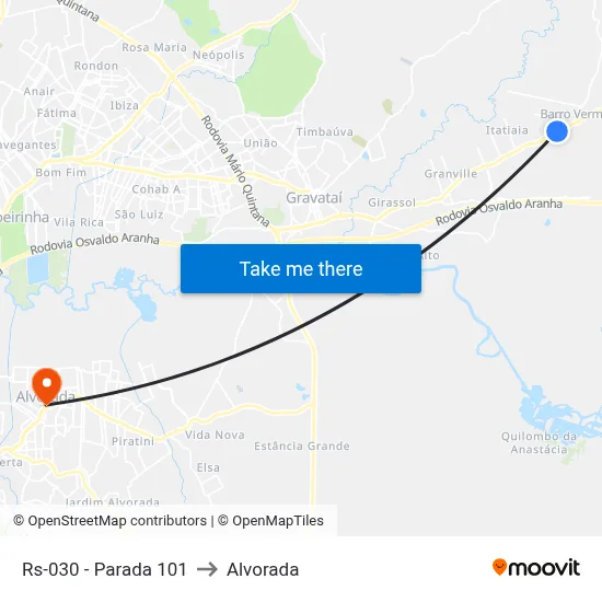 Rs-030 - Parada 101 to Alvorada map