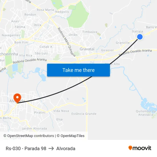 Rs-030 - Parada 98 to Alvorada map