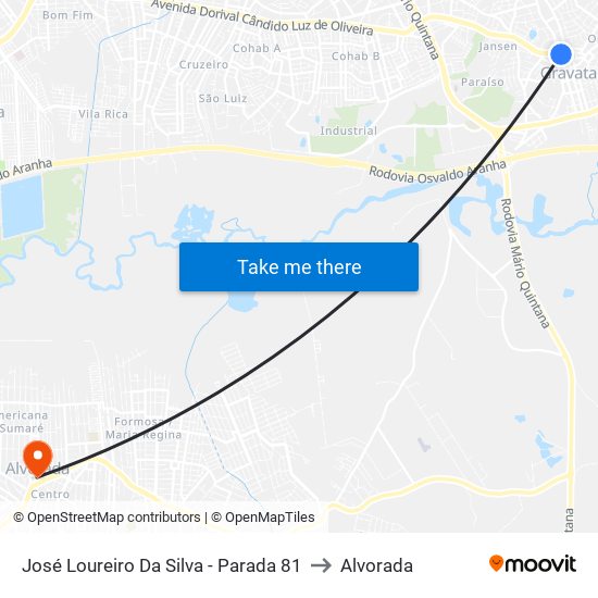 José Loureiro Da Silva - Parada 81 to Alvorada map