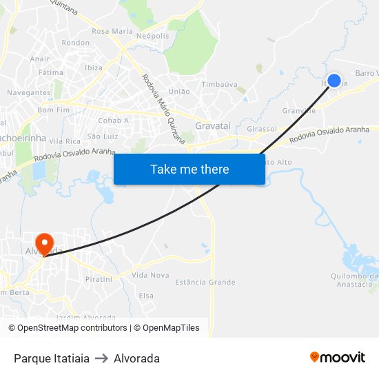 Parque Itatiaia to Alvorada map