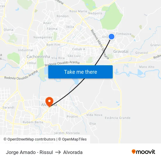 Jorge Amado - Rissul to Alvorada map