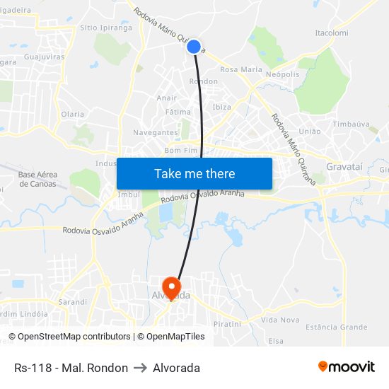 Rs-118 - Mal. Rondon to Alvorada map