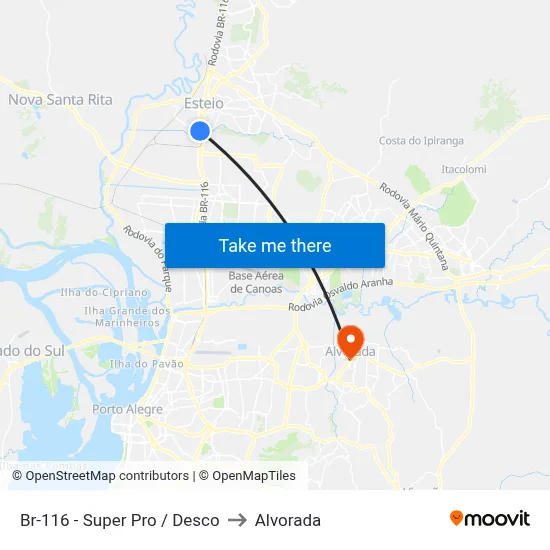 Br-116 - Super Pro / Desco to Alvorada map