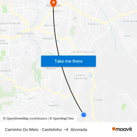 Caminho Do Meio - Castelinho to Alvorada map