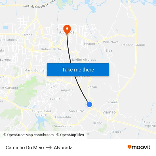 Caminho Do Meio to Alvorada map