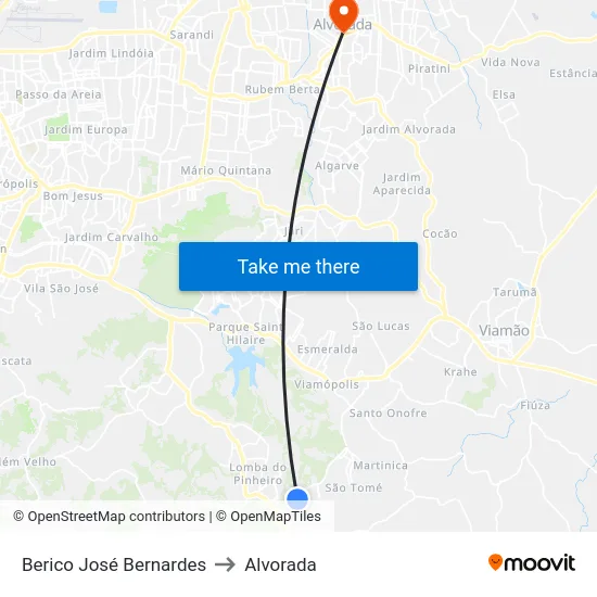 Berico José Bernardes to Alvorada map