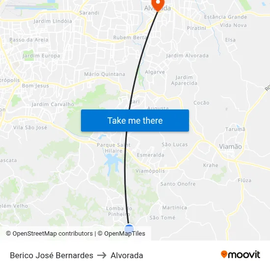 Berico José Bernardes to Alvorada map