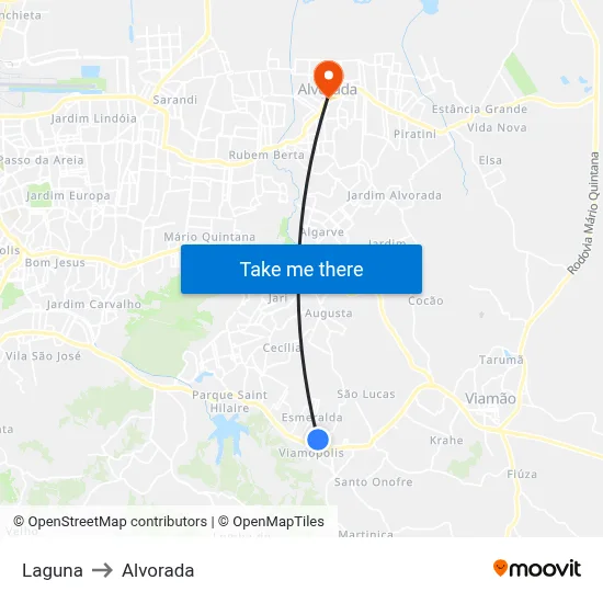 Laguna to Alvorada map