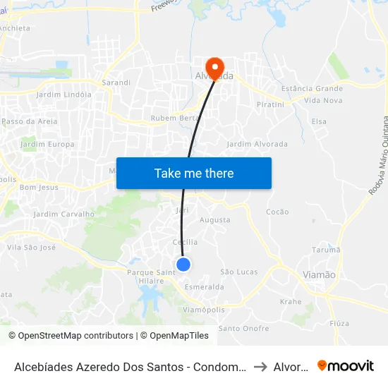 Alcebíades Azeredo Dos Santos - Condomínio Veneza to Alvorada map