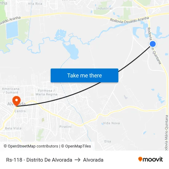 Rs-118 - Distrito De Alvorada to Alvorada map