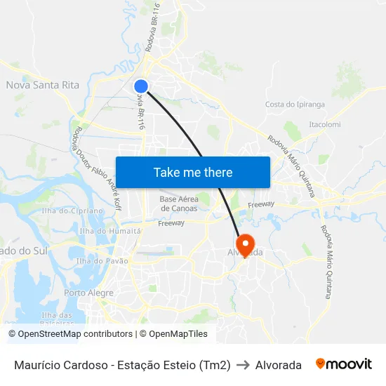 Maurício Cardoso - Estação Esteio (Tm2) to Alvorada map