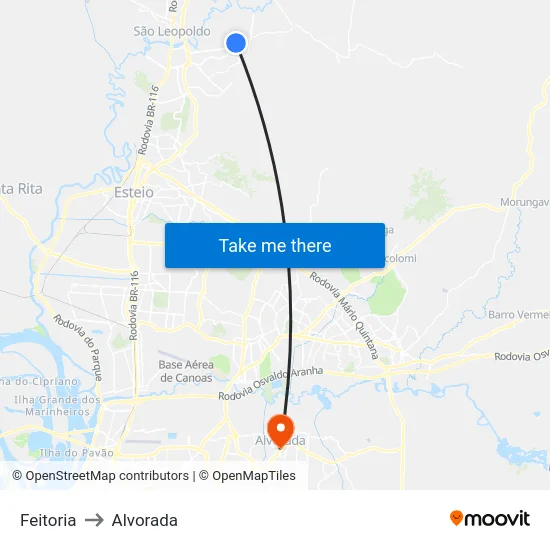 Feitoria to Alvorada map