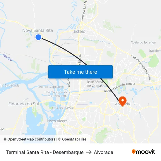 Terminal Santa Rita - Desembarque to Alvorada map