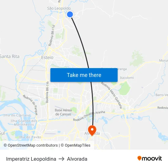 Imperatriz Leopoldina to Alvorada map