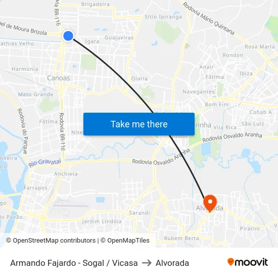Armando Fajardo - Sogal / Vicasa to Alvorada map
