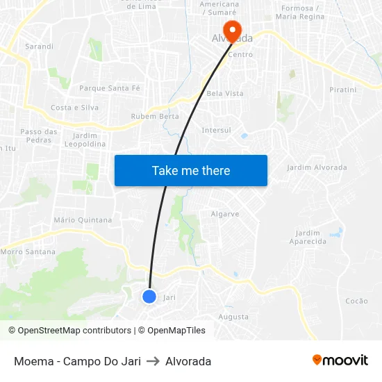 Moema - Campo Do Jari to Alvorada map