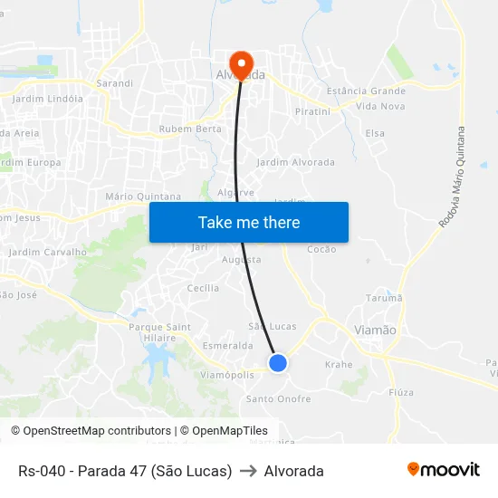Rs-040 - Parada 47 (São Lucas) to Alvorada map