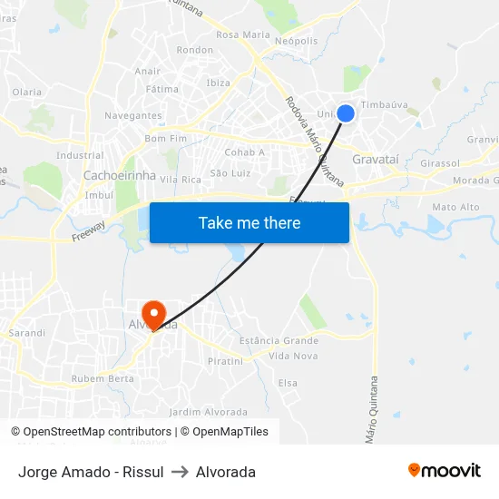 Jorge Amado - Rissul to Alvorada map