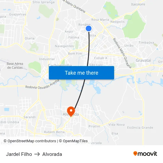Jardel Filho to Alvorada map