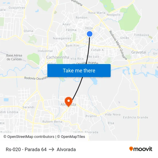 Rs-020 - Parada 64 to Alvorada map