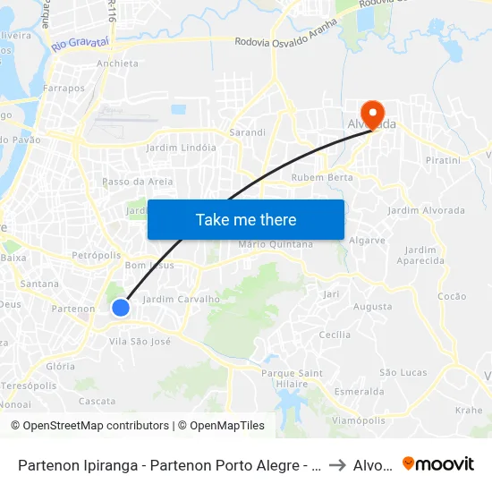 Partenon Ipiranga - Partenon Porto Alegre - Rs 90160-091 Brasil to Alvorada map