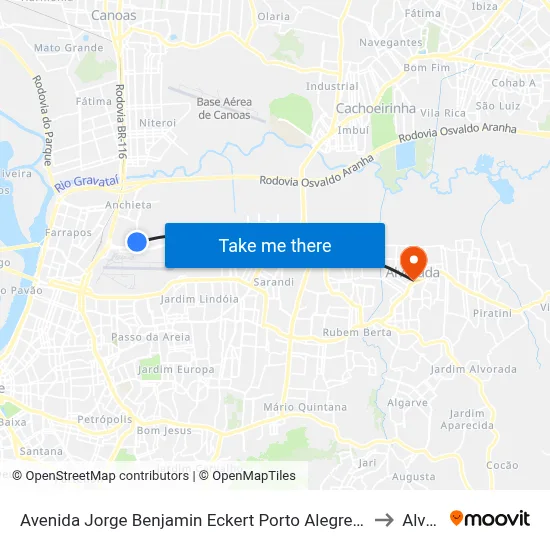 Avenida Jorge Benjamin Eckert Porto Alegre - Rio Grande Do Sul 90200 Brasil to Alvorada map