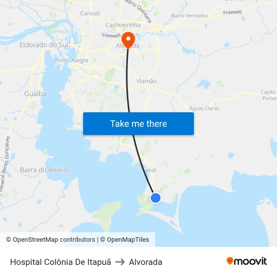 Hospital Colônia De Itapuã to Alvorada map