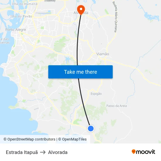 Estrada Itapuã to Alvorada map